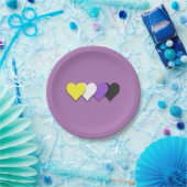 非バイナリプライドハート ペーパープレート (パーティー)