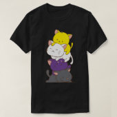 非バイナリプライドフラグかわいいネコかわいいLGBTQ非ビ Tシャツ (デザイン正面)