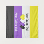 非バイナリプライドフラグとハートタペストリー タペストリー (正面(横))