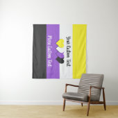 非バイナリプライドフラグとハートタペストリー タペストリー (インサイチュ(横))