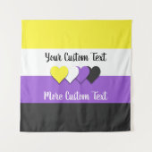 非バイナリプライドフラグとハートタペストリー タペストリー (正面)