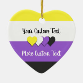 非バイナリプライドフラグと文字オーナメント セラミックオーナメント