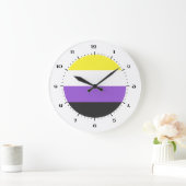 非バイナリプライドフラグの大きいクロック ラージ壁時計 (ホーム)