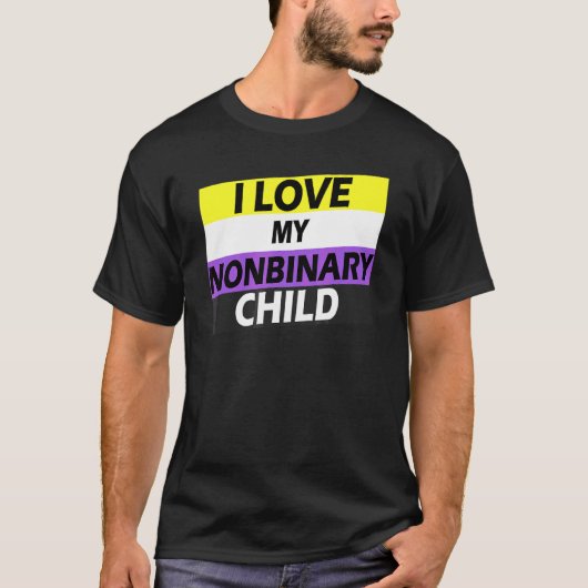 非バイナリプライドフラグの色が好き非バイナリC Tシャツ (正面)