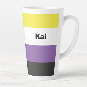 非バイナリプライドフラグ名またはモノグラム カフェラテマグ