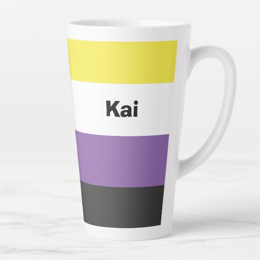 非バイナリプライドフラグ名またはモノグラム カフェラテマグ (右)