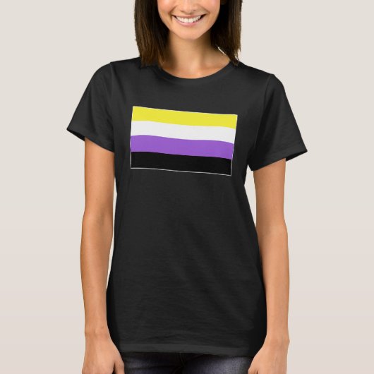 非バイナリプライドフラグ服非バイナリLGBT Tシャツ (正面)