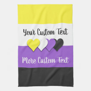 非バイナリプライドフラグ(ハート) キッチンタオル