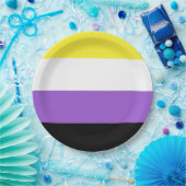 非バイナリプライドフラグ ペーパープレート (パーティー)