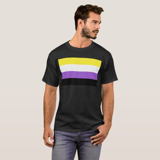 非バイナリプライドフラグ Tシャツ (正面フル)