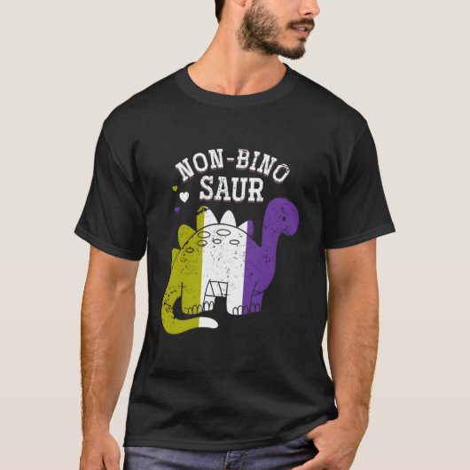 非バイナリプライドフラグDinsoaur非バイナリ Tシャツ (正面)