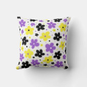 非バイナリプライドフラワーズドードルイエローパープル クッション (裏面)