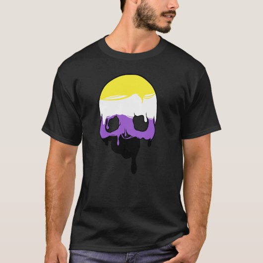 非バイナリプライド滴下スカル Tシャツ (正面)