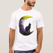 非バイナリプライドLGBTQ宇宙キャットムーンLGBT Tシャツ (正面)
