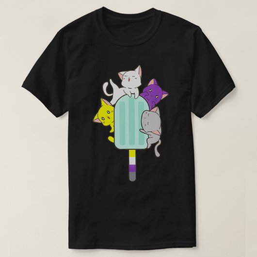 非バイナリプライドPan CatかわいいLGBTQ非バイナリPr Tシャツ (デザイン正面)