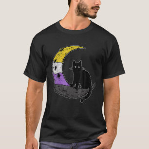 非バイナリムーン宇宙Cat LGBT非バイナリフラグ2022 Tシャツ