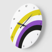 非バイナリレインボープライド パーソナライズされた ラージ壁時計 (傾斜)