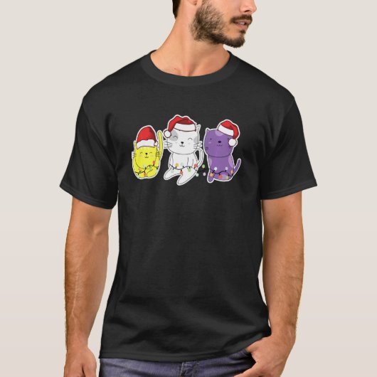 非バイナリーキャットクリスマスキャッツ Tシャツ (正面)