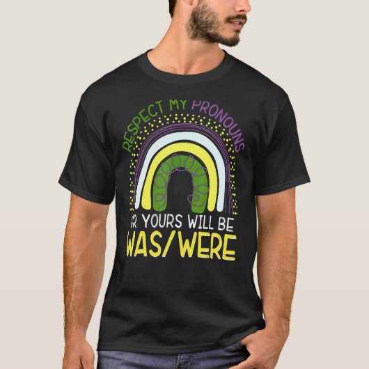 非バイナリージェンダーは私の代名詞Lgbt Gaを尊重 Tシャツ (正面)