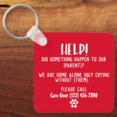 非バイナリーPet緊急キーチパーソナライズされたェーン キーホルダー (正面)