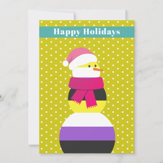 非バイナリ雪だるまスノーウーマンのクリスマスカード シーズンカード (正面)