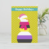 非バイナリ雪だるまスノーウーマンのクリスマスカード シーズンカード (スタンド正面)
