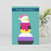 非バイナリ雪だるまスノーウーマンのクリスマスカード シーズンカード (スタンド正面)
