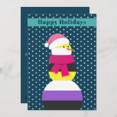 非バイナリ雪だるまスノーウーマンのクリスマスカード シーズンカード (正面/裏面)