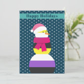 非バイナリ雪だるまスノーウーマンのクリスマスカード シーズンカード (スタンド正面)