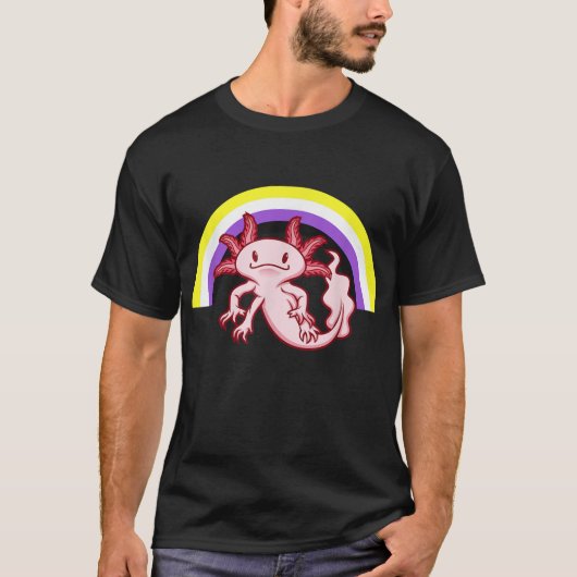 非バイナリAolotl非バイナリプライド  Tシャツ (正面)