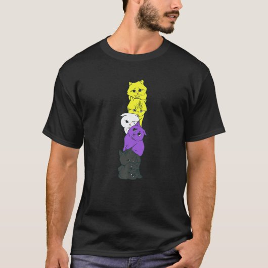 非バイナリCatsプライド非バイナリフラグの色 Tシャツ (正面)