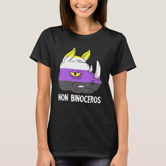 非バイナリRhinoceros LGBTQ非バイナリフラグノンバイナリ Tシャツ (正面)