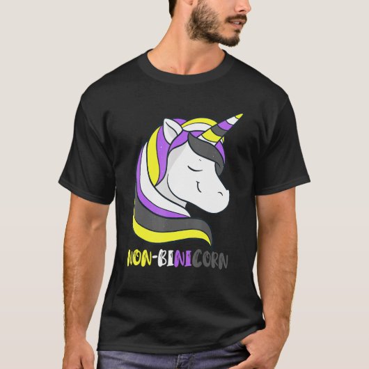非バイナリUnicornスマイルLgbt非バイナリFlag Gende Tシャツ (正面)