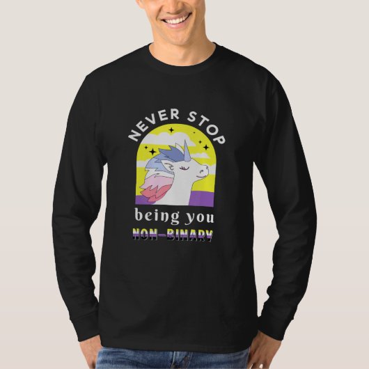 非バイナリUnicorn Enby Genderqueer非バイナリ Tシャツ (正面)