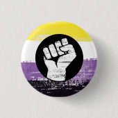 非バイナ色彩の鮮やかリ抗議フラグ 缶バッジ (正面)
