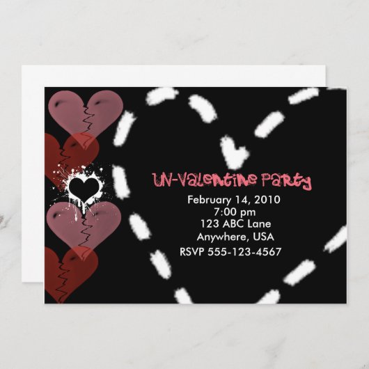 非バレンタインのパーティの招待状 招待状 (正面/裏面)