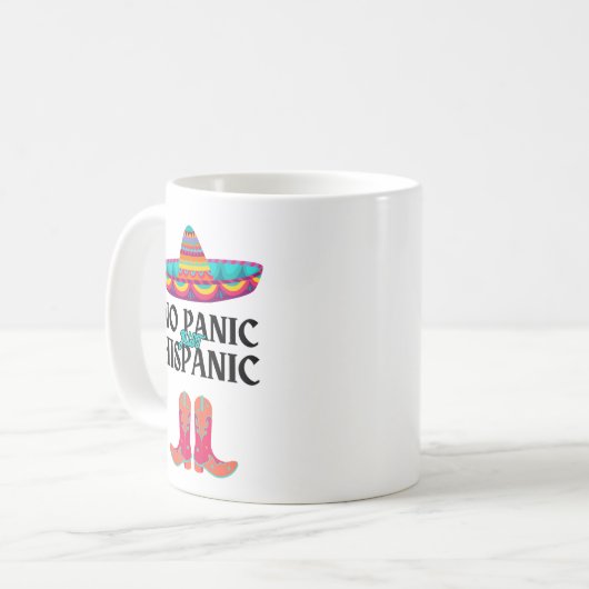 非パニック伝統月ヒスパニおもしろいック コーヒーマグカップ (正面左)