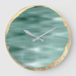 非パーフェクトミニマリズム金属金ゴールドセピアティール（緑がかった色）グリーン ラージ壁時計