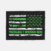 非ホジキンリンパ腫フラッグライムグリーンリボン フリースブランケット (正面(横))