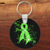 非ホジキンリンパ腫フローラ渦巻きリボン キーホルダー (正面)