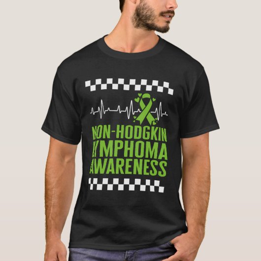 非ホジキンリンパ腫認識度ライムリボングリーンH Tシャツ (正面)