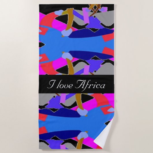 非中心の太陽とおもしろい ビーチタオル (正面)