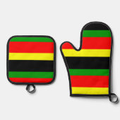 非中心ストライプ的 鍋つかみ&鍋敷きセット (正面)