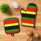 非中心ストライプ的 鍋つかみ&鍋敷きセット (トップダウン)