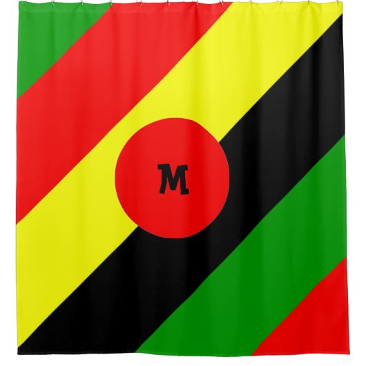 非中心モノグラムの的 シャワーカーテン (正面)