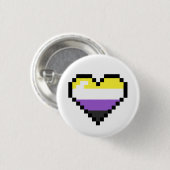 非二進8ビットレトロのプライドのハート 缶バッジ (正面&裏面)