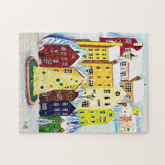 非伝統的に居心地の良いクリスマスタウン – パズル! ジグソーパズル (横)