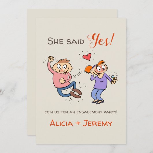 非公式おもしろい彼女は言ったYes婚約招待状 招待状 (正面/裏面)