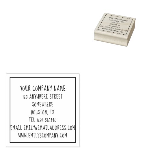 非公式の会社の返品名と住所の四角形 ラバースタンプ (押印)