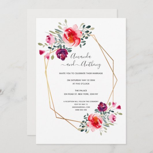 非公式エレガントカジュアルミニマル招待 招待状 (正面/裏面)